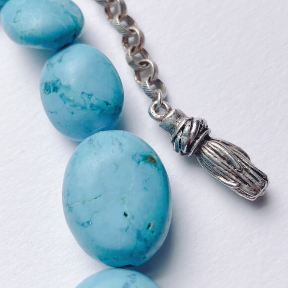 Vintage Turquoise (Reconstituted) Necklace, Southwestern Beaded Adjustable 1990s - Picture 7 of 10